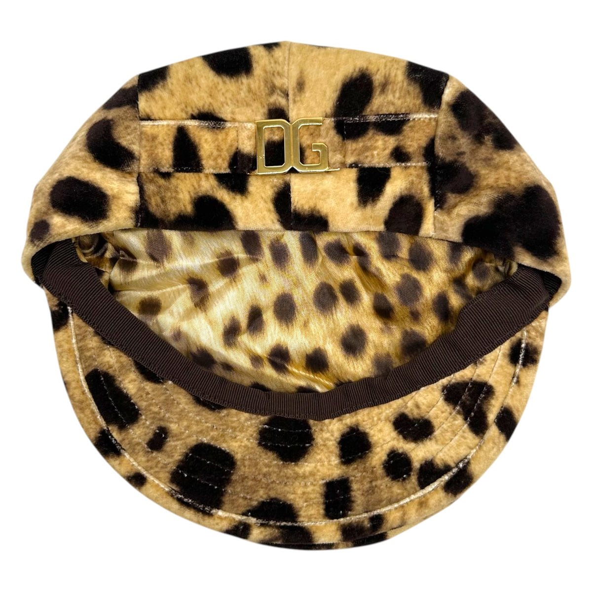 Dolce & Gabbana Leopard Print Velour Newsboy Cap