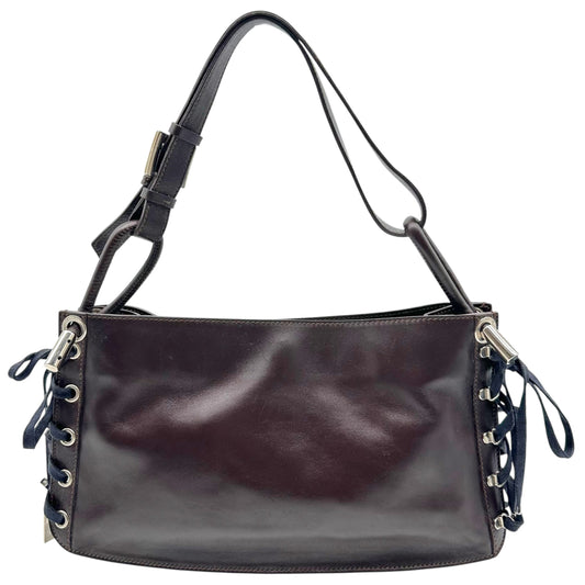 Dolce & Gabbana Brown Leather Navy Lace Up Side Shouler Bag
