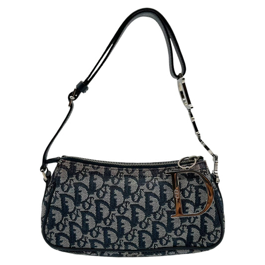 Christian Dior Navy Blue Trotter Monogram Logo Hardware Pochette Bag