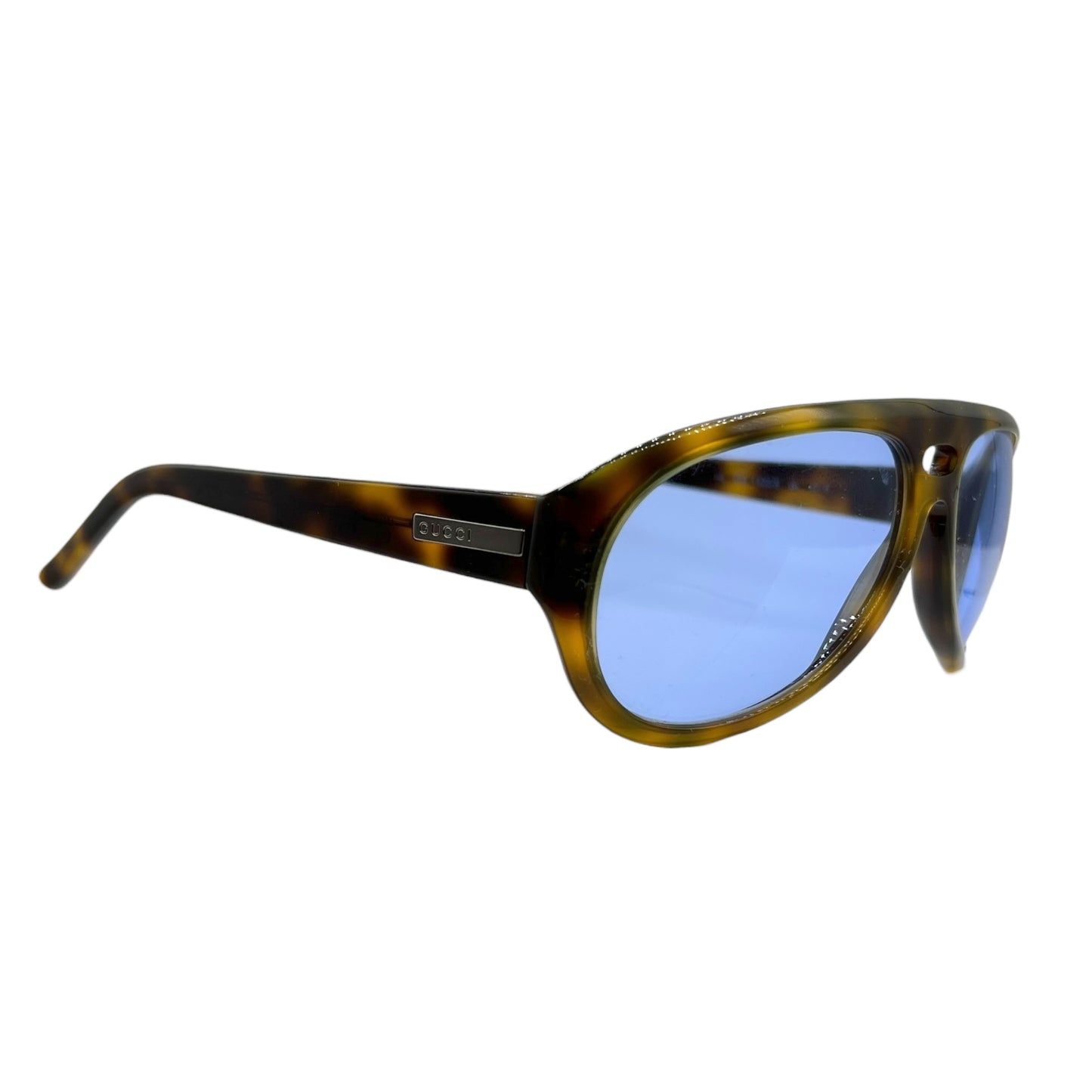 Gucci GG 1422/S Tortoise Blue Lens Aviator Sunglasses