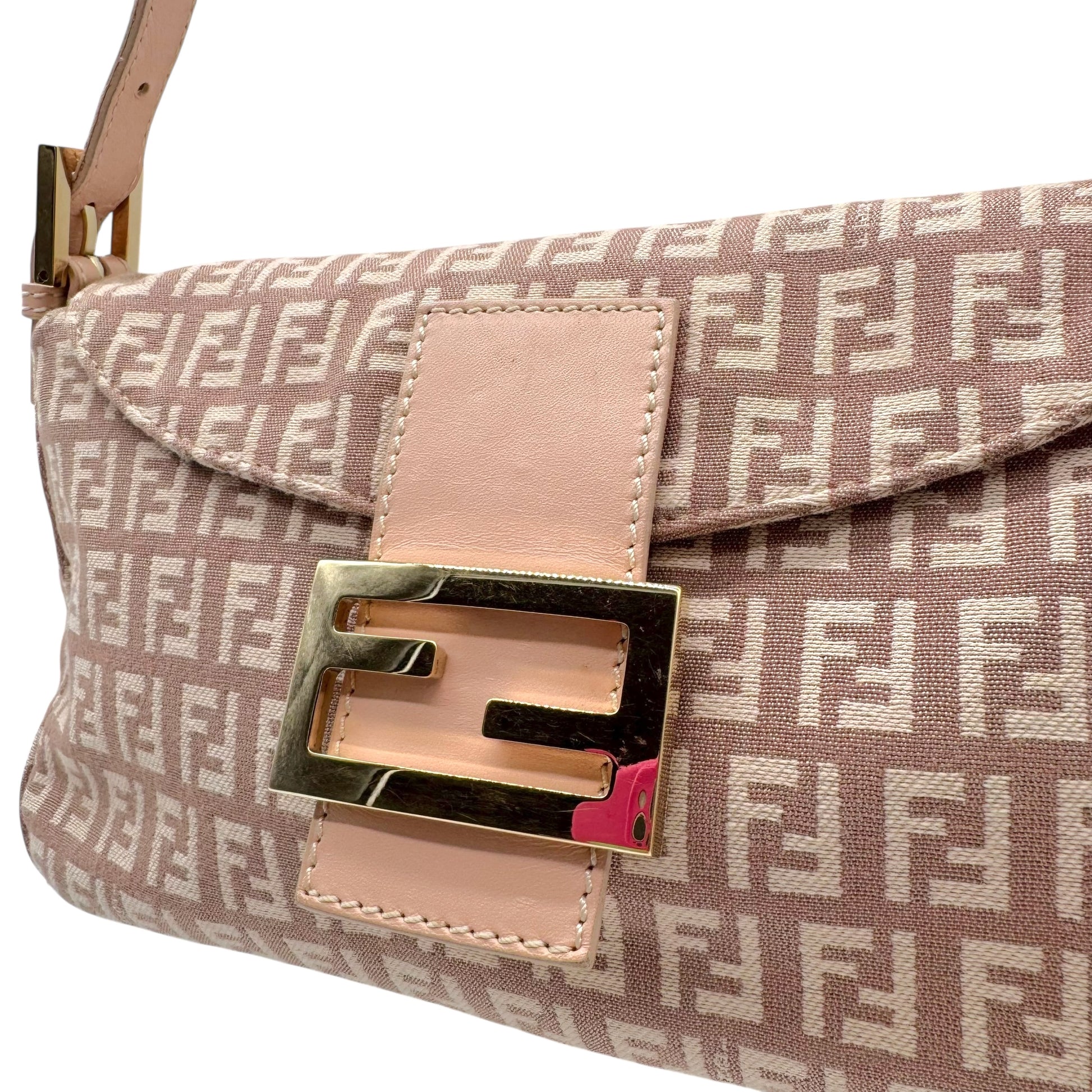 Fendi Pink Zucchino Monogram Fold-Over Baguette Bag - Outfit Repeater