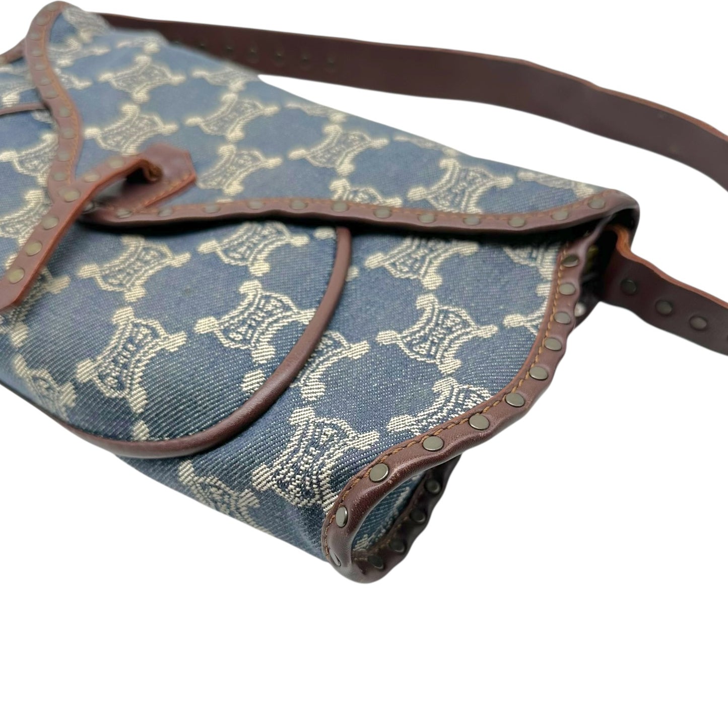 Celine Denim Triomphe Monogram Poulbot Bag