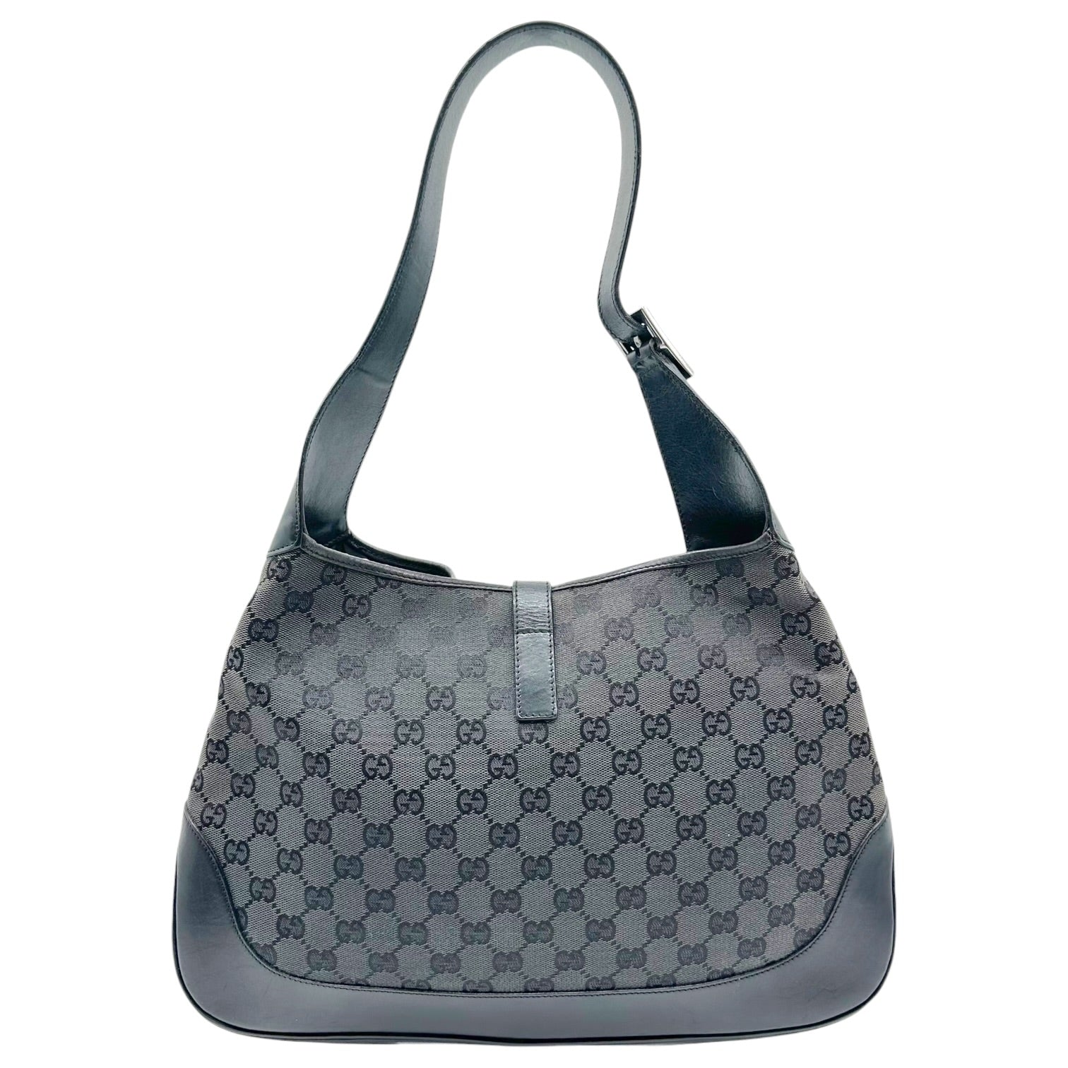 Gucci Large Jackie Shoulder Bag Gray Black Monogram