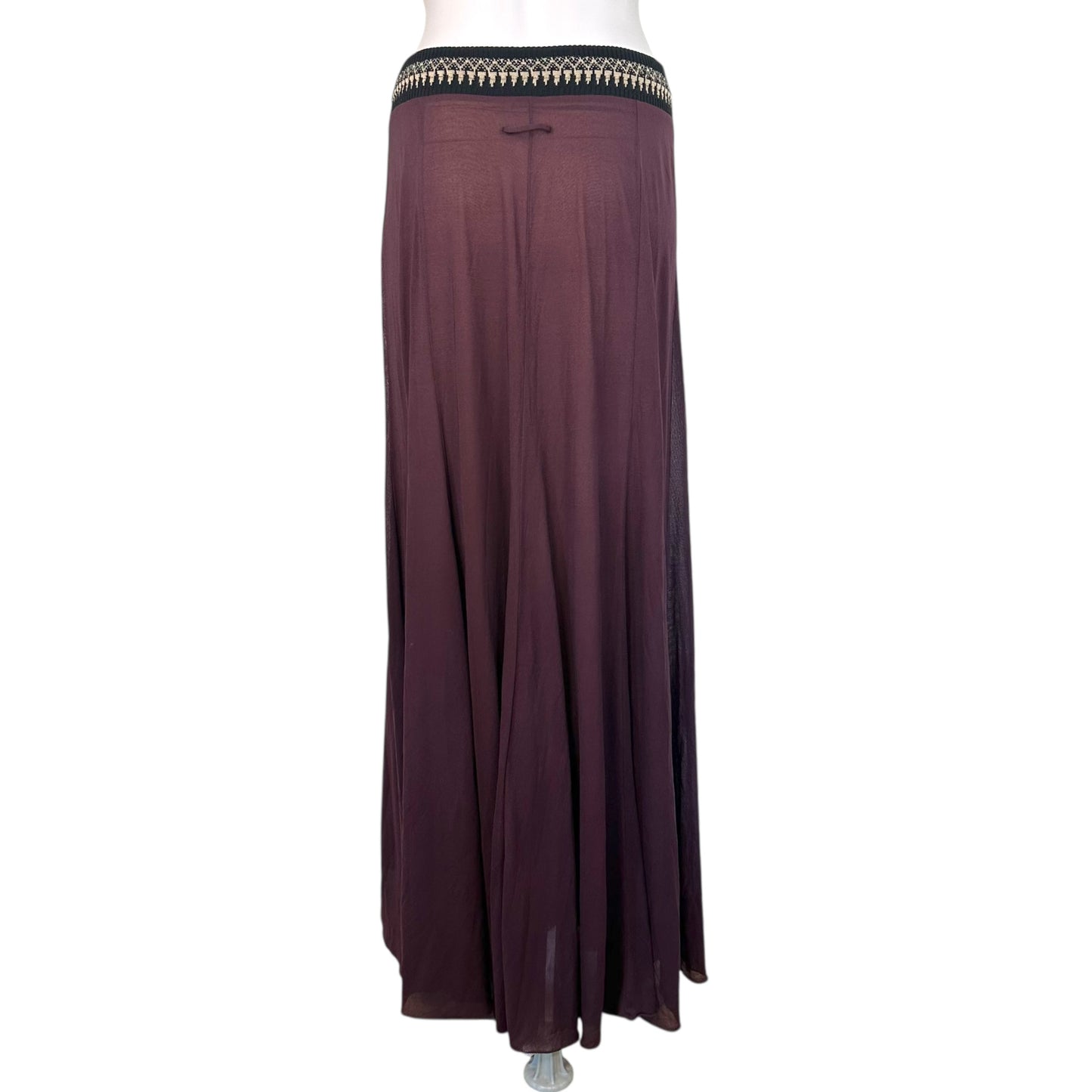 Jean Paul Gaultier Soleil Burgundy Mesh & Tie Waist Maxi Skirt