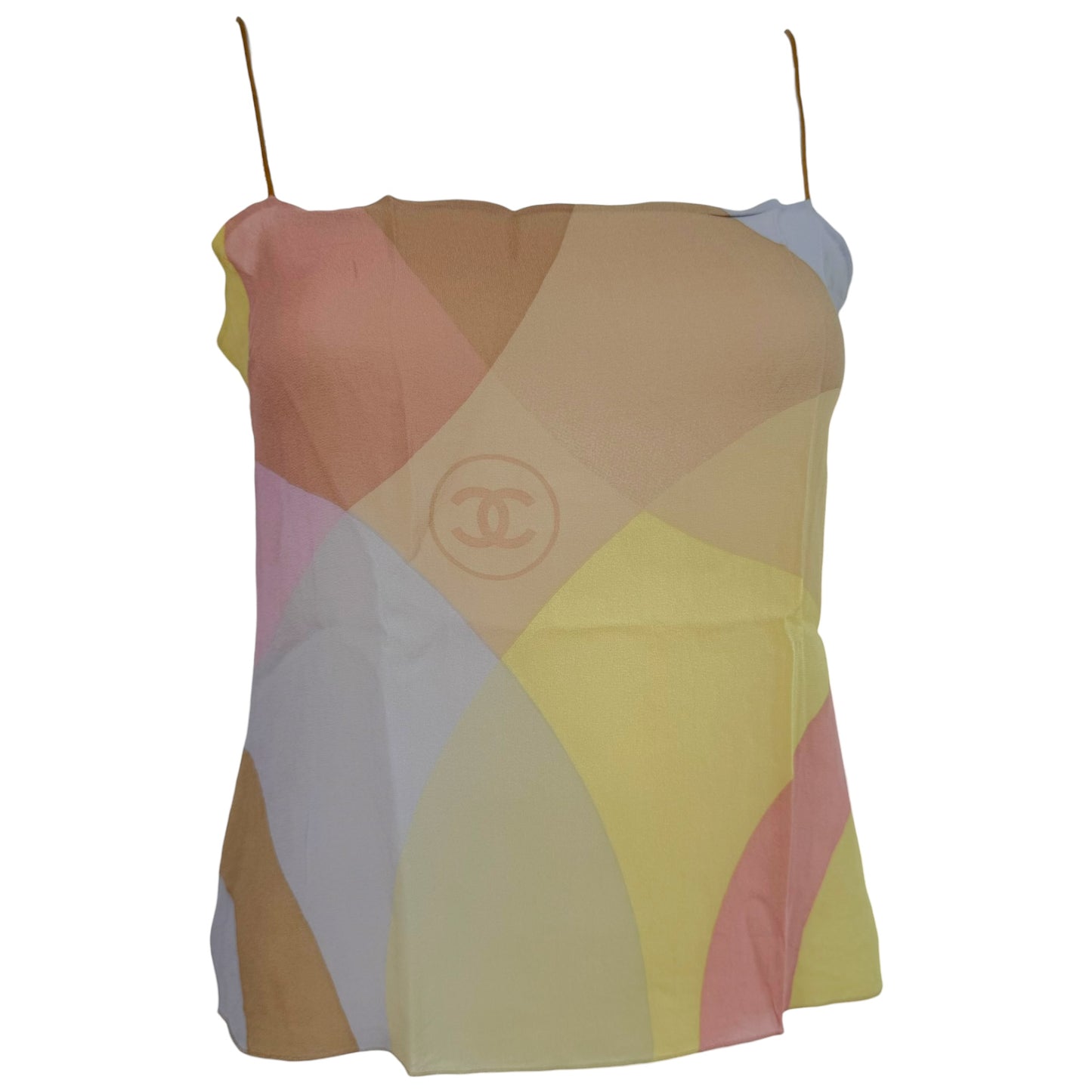 Chanel Cruise 2001 Pastel Multicolor Silk Logo Cami