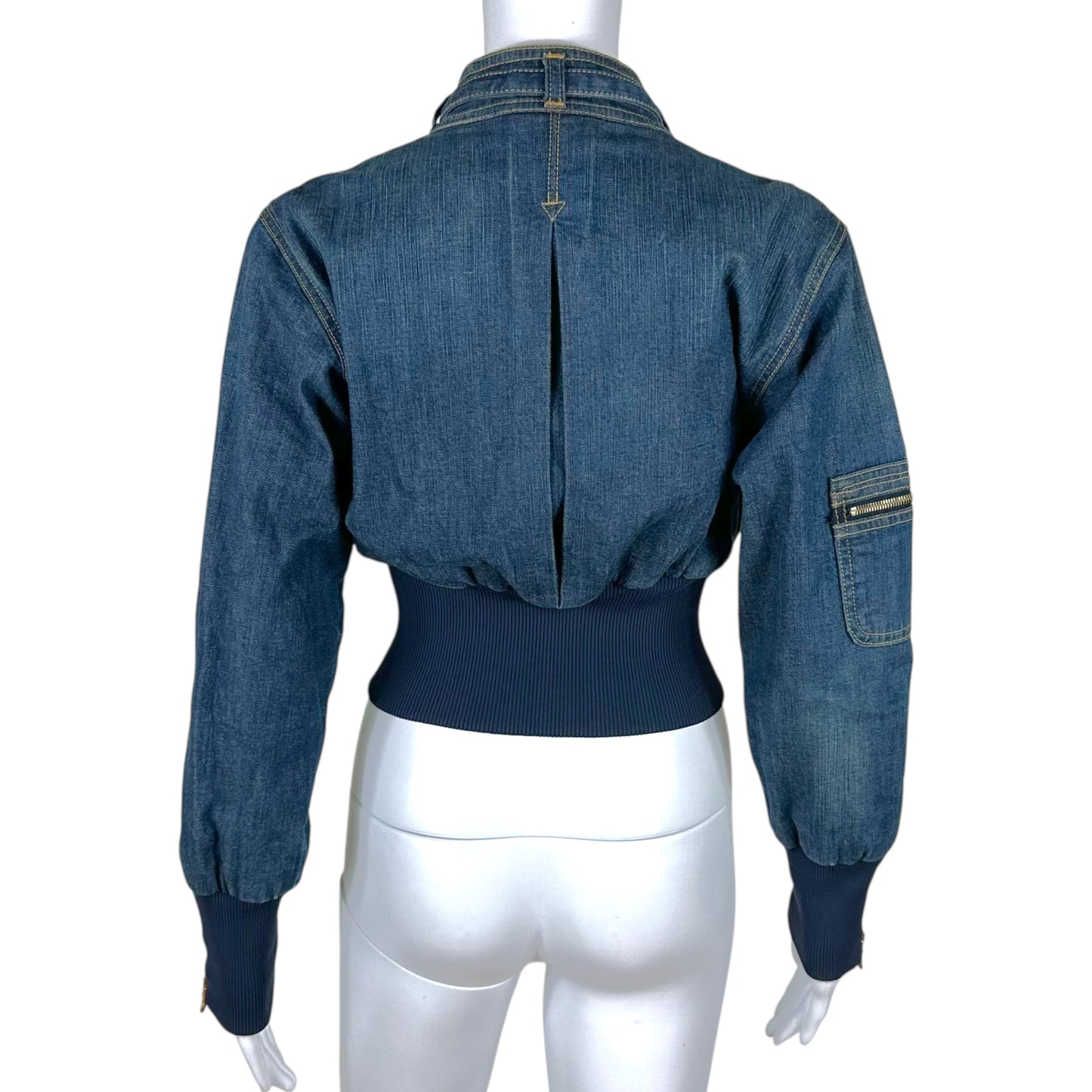 Dolce & Gabbana Cropped Denim Bomber Jacket