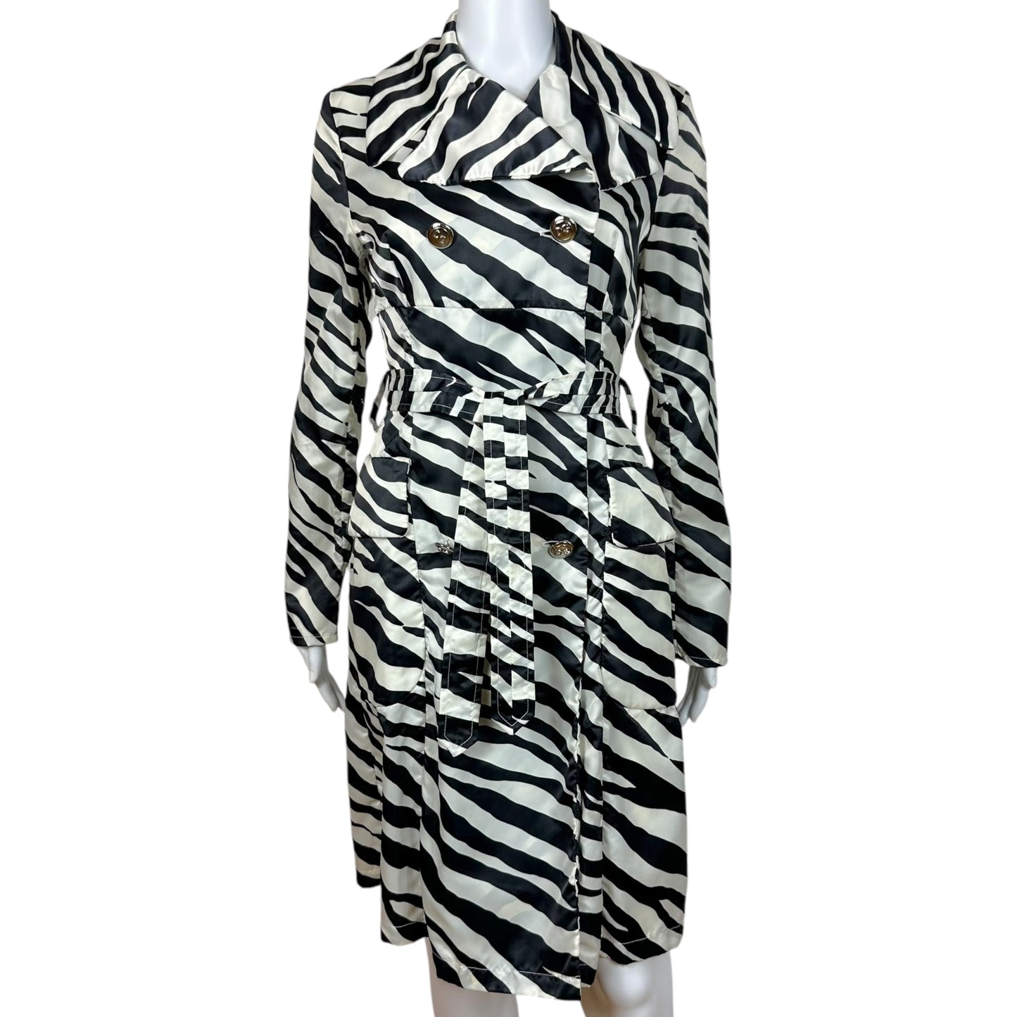 D&G Dolce & Gabbana Zebra Print Satin Trench Coat