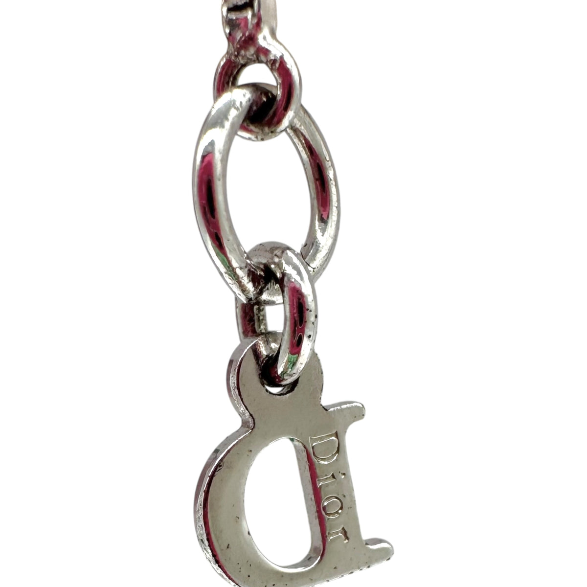 Christian Dior 2004 Silver Dog Tag Logo Necklace