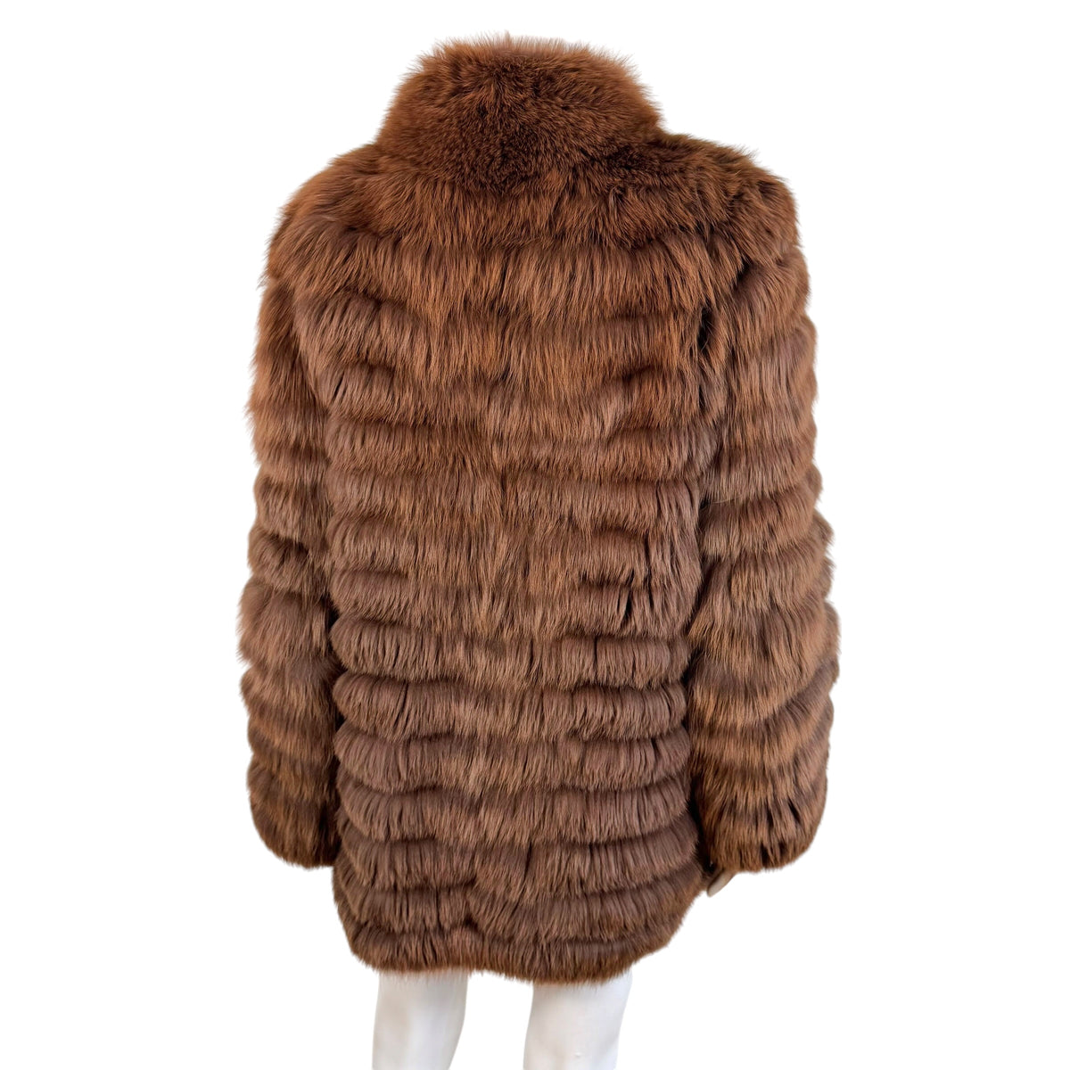 Saga Fox Fur Coat Brown Vintage 1990s Open Front