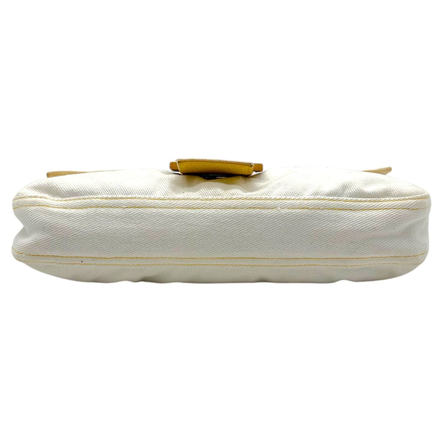 Fendi Baguette Bag White Denim Yellow Python Trim