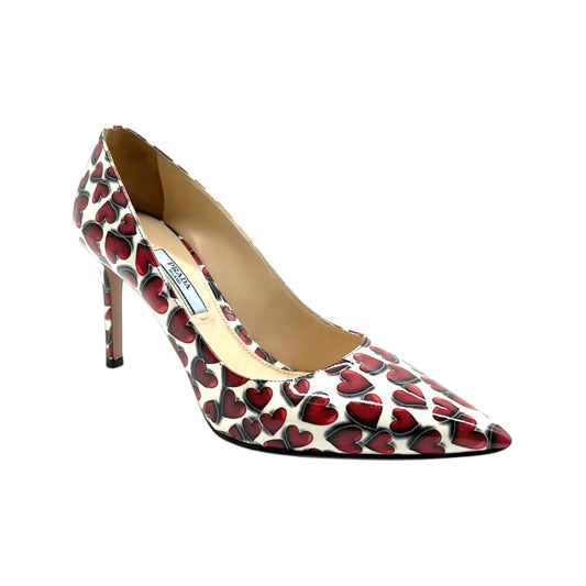 Prada Heart Print Patent Leather Heels