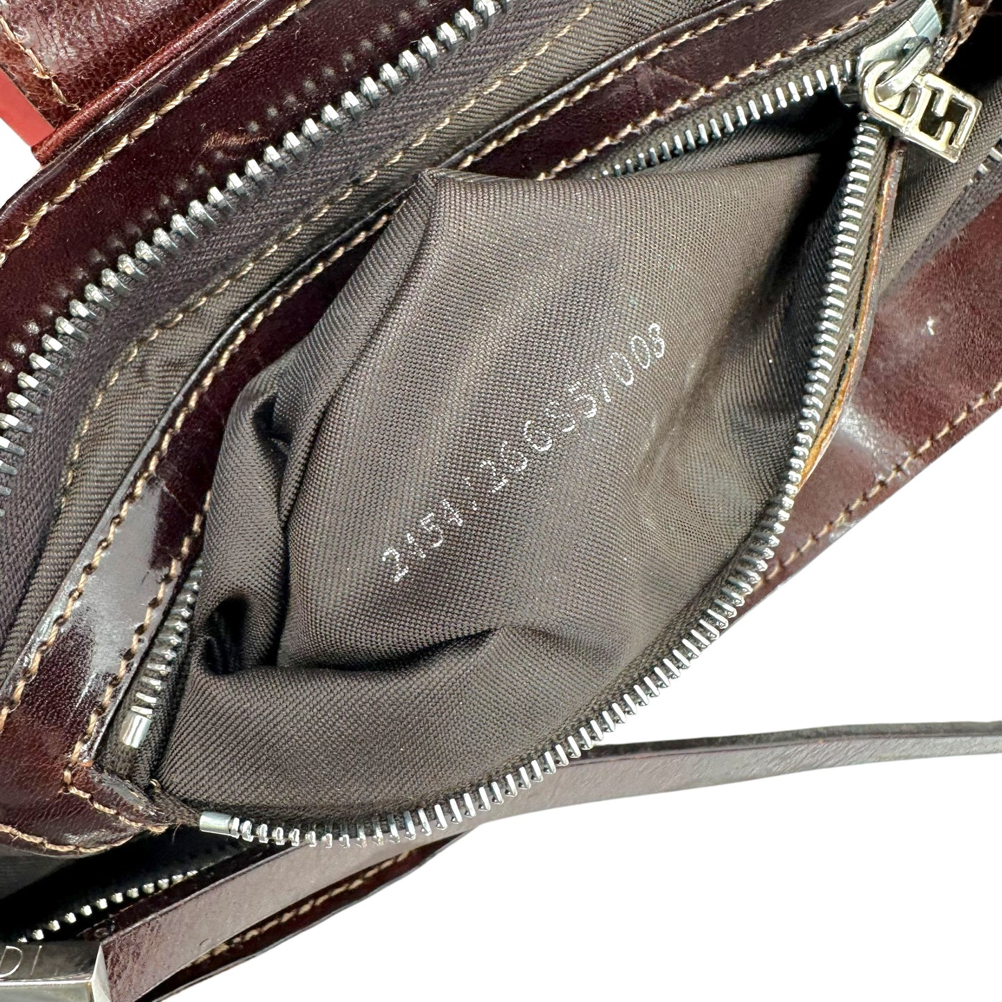 Fendi Crossbody Baguette Bag Light Pink Beaded Brown Leather