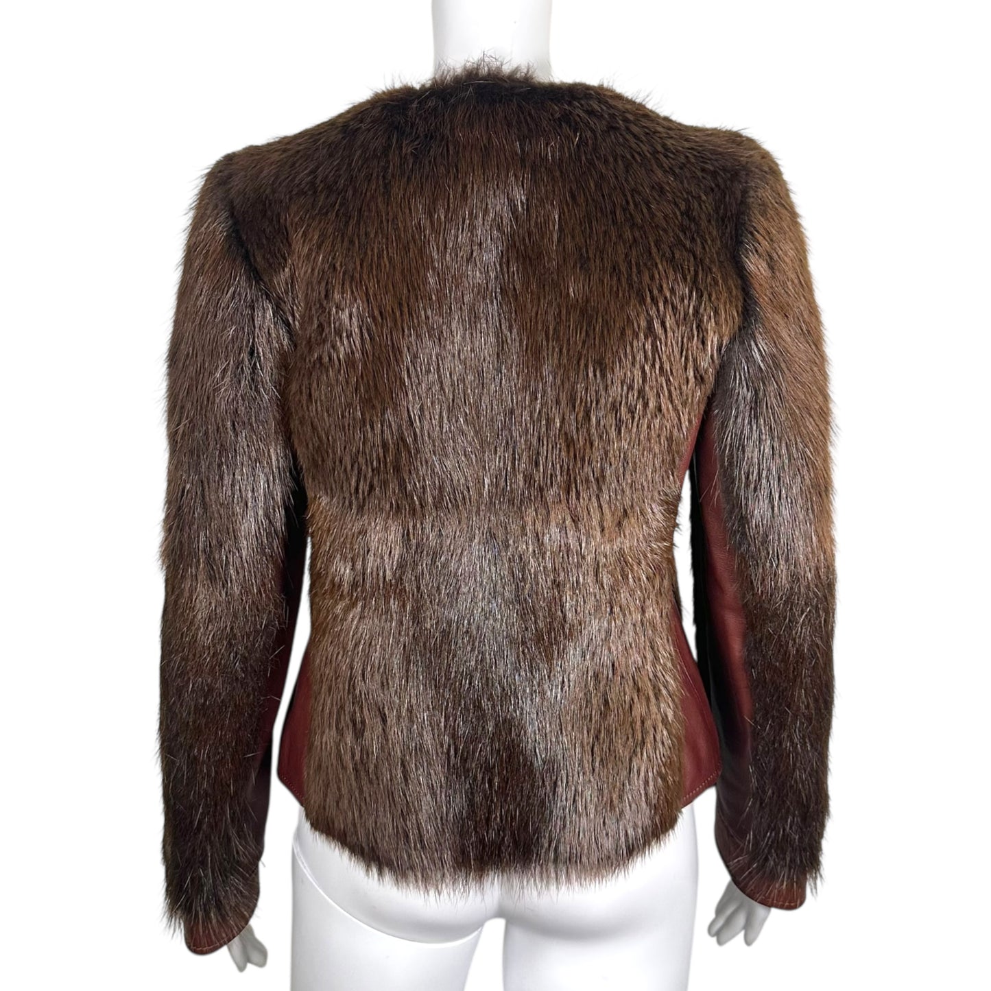 Dolce & Gabbana Burgundy Lambskin Beaver Fur Coat