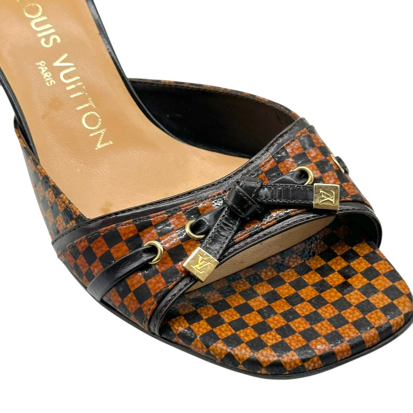 Louis Vuitton Brown Damier Kitten Heel Mules