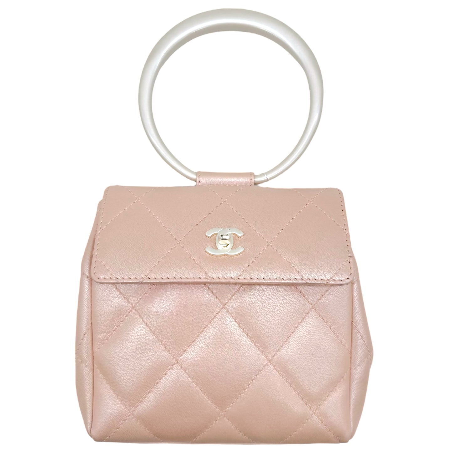 Chanel Light Pink Lambksin Matelasse Mini Bracelet Bag 2000-02 - Outfit Repeater