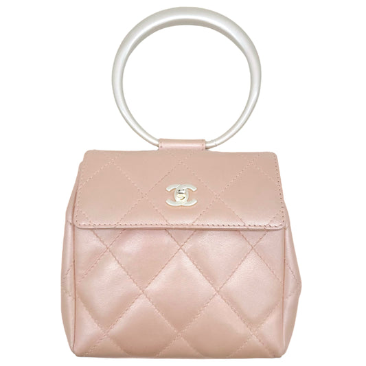 Chanel Light Pink Lambksin Matelasse Mini Bracelet Bag 2000-02 - Outfit Repeater
