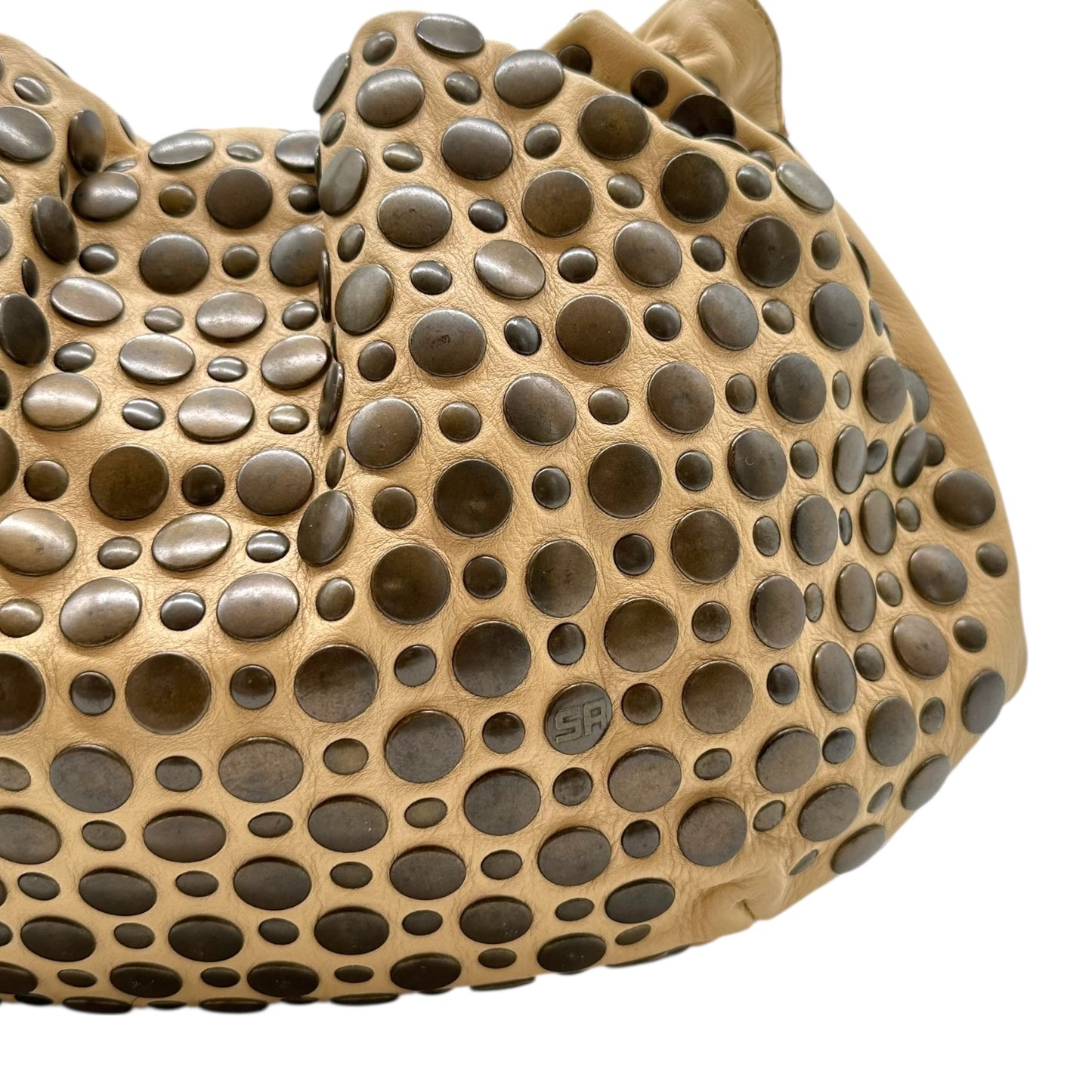 Sonia Rykiel Beige Leather Studded Domino Bag