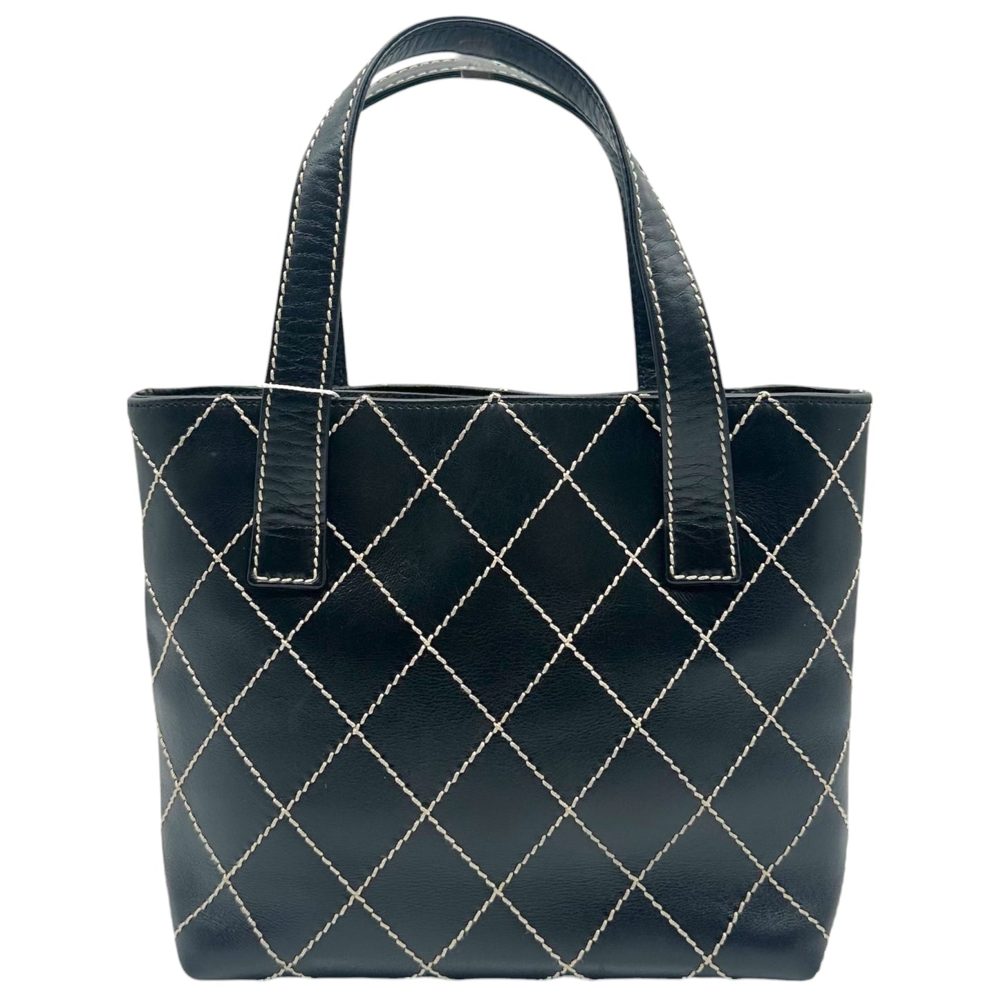 Chanel Black Ivory Contrast Wild Stitch Mini Tote Handbag