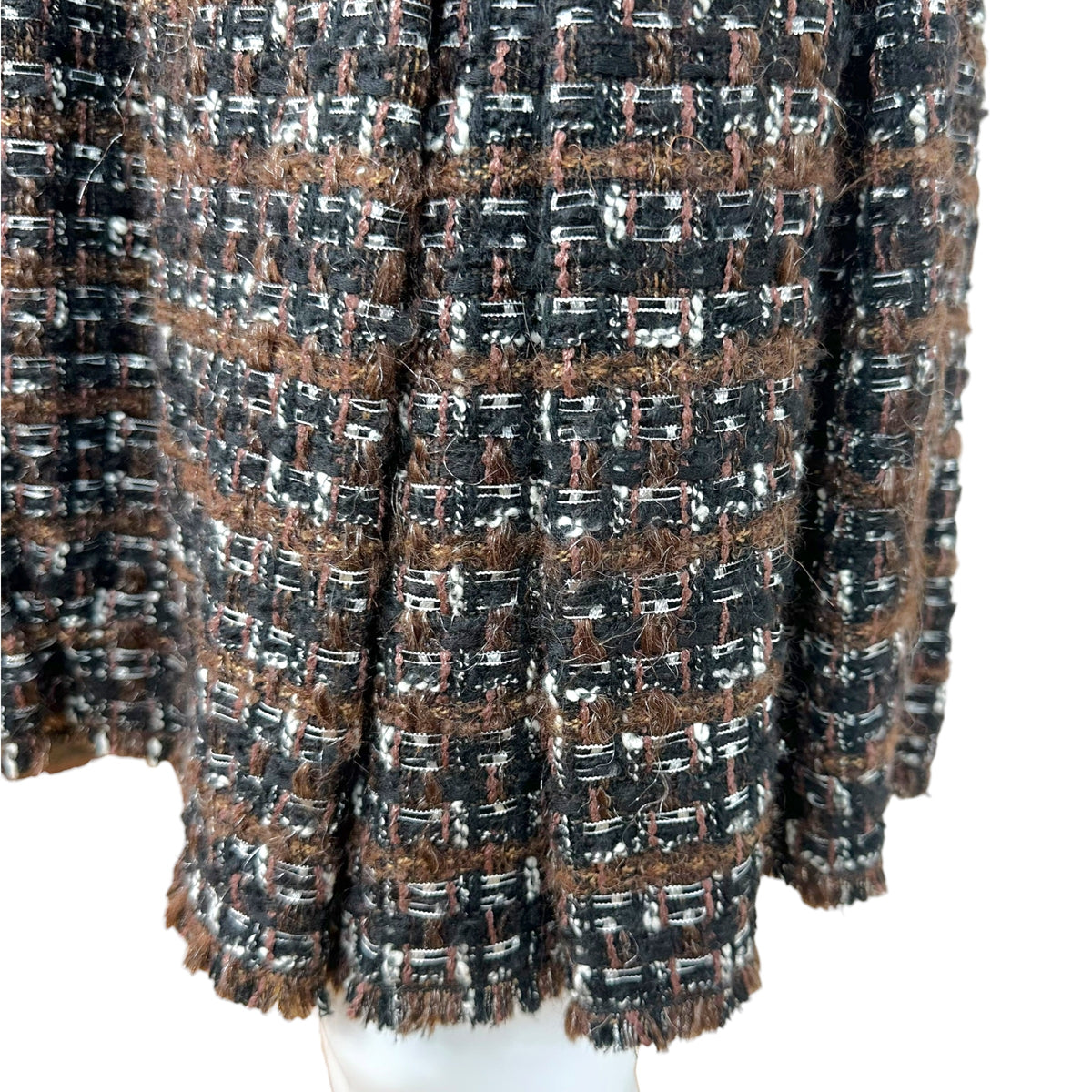 Dolce & Gabbana Tweed Pleated Midi Skirt Black Brown