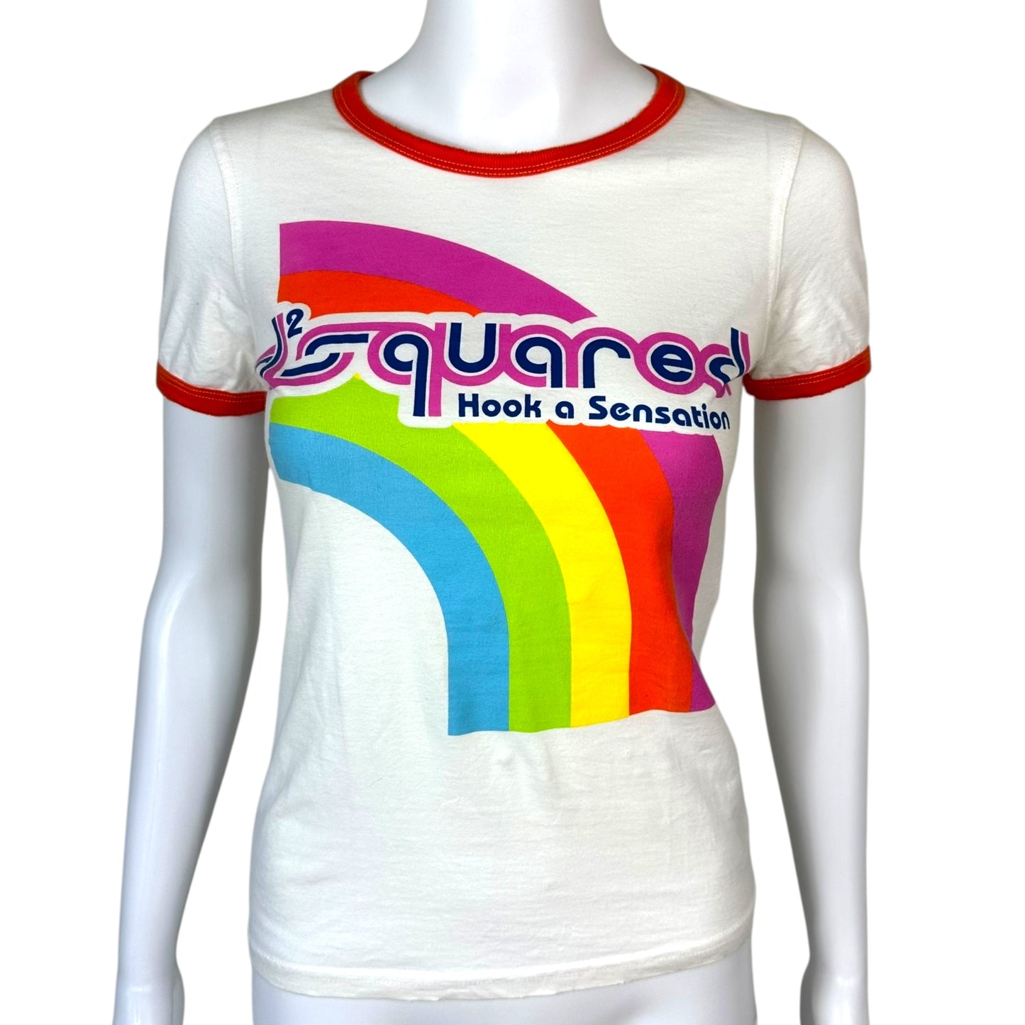 Dsquared2 Rainbow Logo Ringer T-Shirt