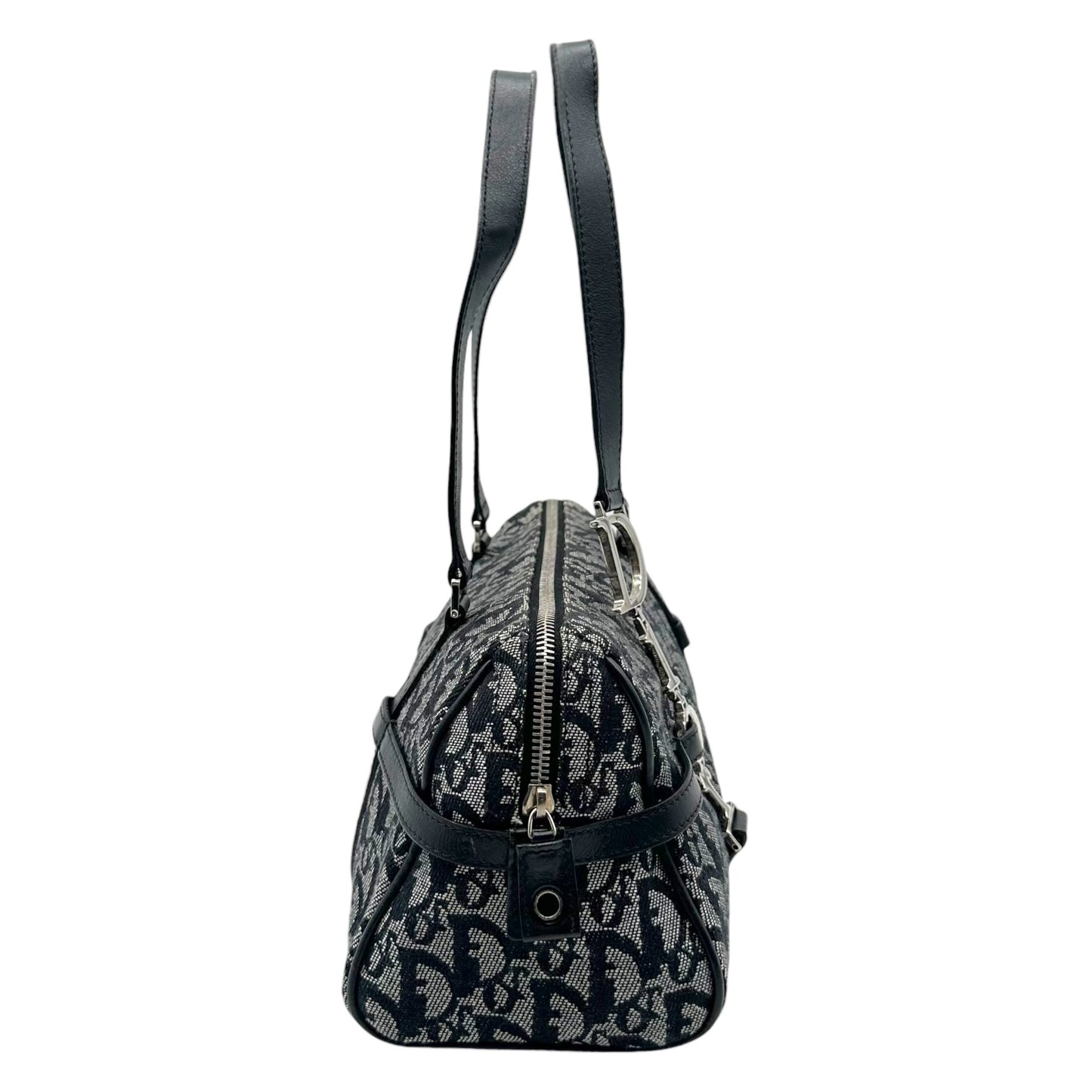 Christian Dior Black Trotter Monogram Logo Hardware Shoulder Bag