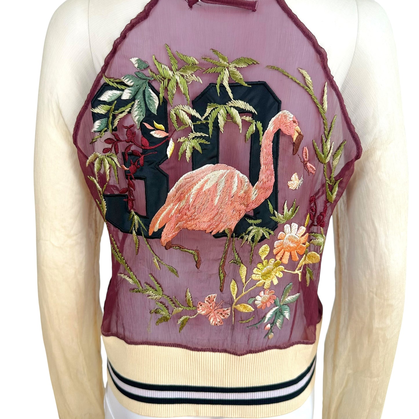 Jean Paul Gaultier Embroidered Sheer Silk Bomber Jacket