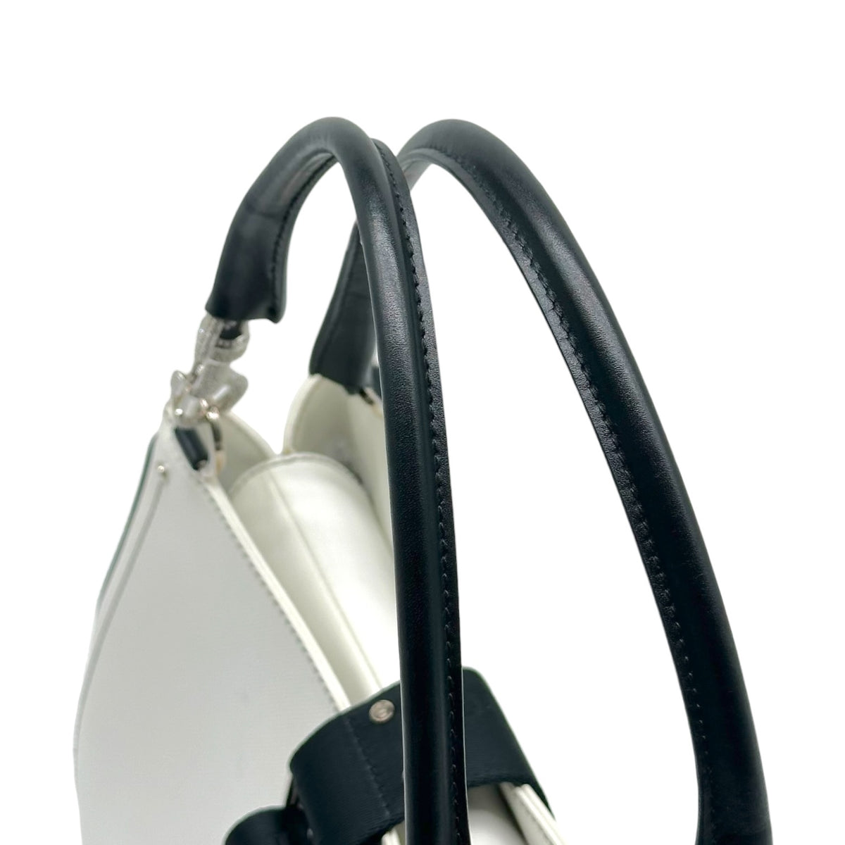 Christian Dior Shoulder Bag White Leather Crystal Accent