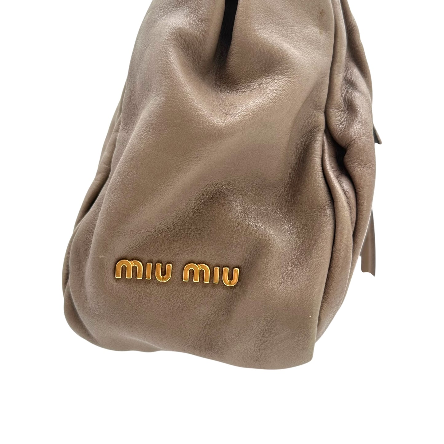 Miu Miu Gray & Gold Quilted East West 2-Way Bowler Bag