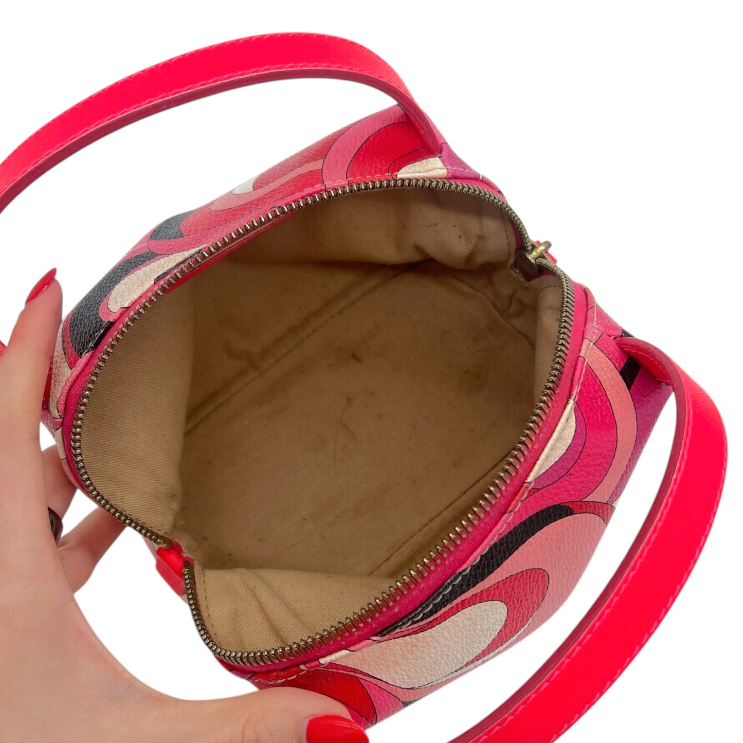 Emilio Pucci Red & Pink Patterned Leather Pochette Bag