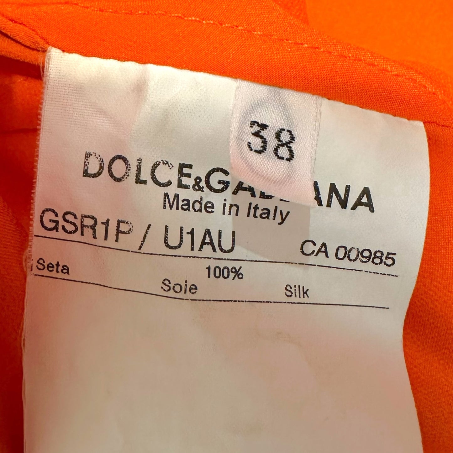 Dolce & Gabbana Bright Orange Button Up Blouse