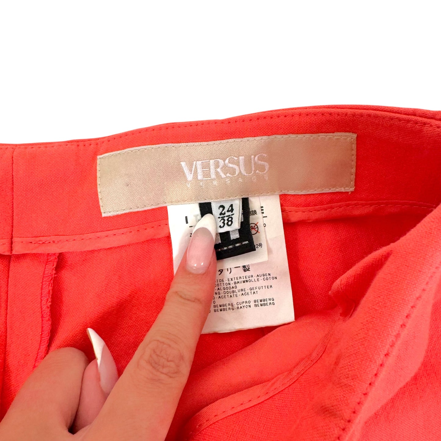 Versace Coral & Neon Orange Sequin & Beaded Embellished Pants