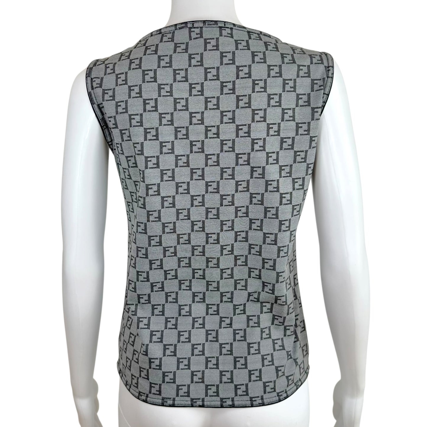 Fendi Gray Zucchino Monogram Print Tank Top