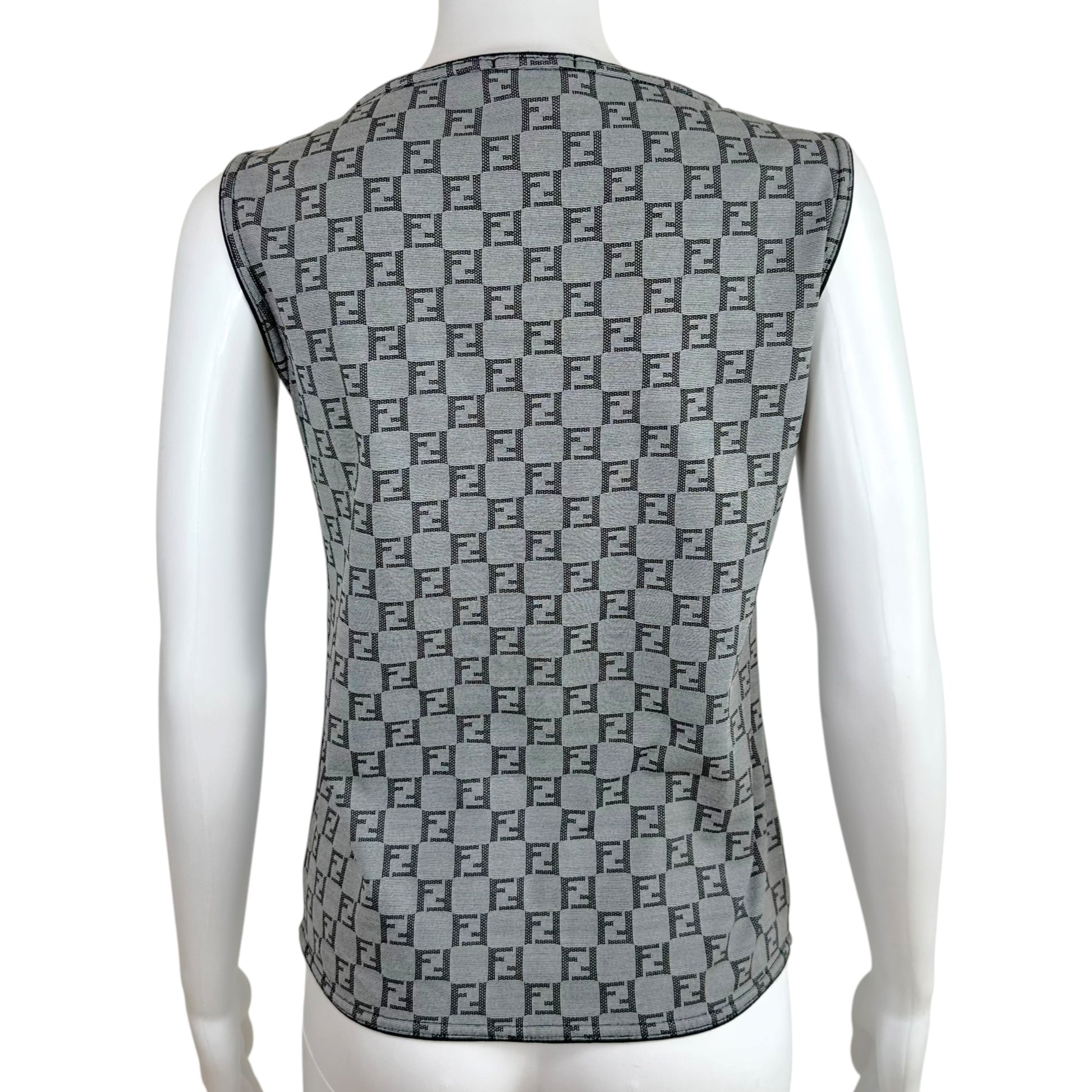 Fendi Gray Zucchino Monogram Print Tank Top