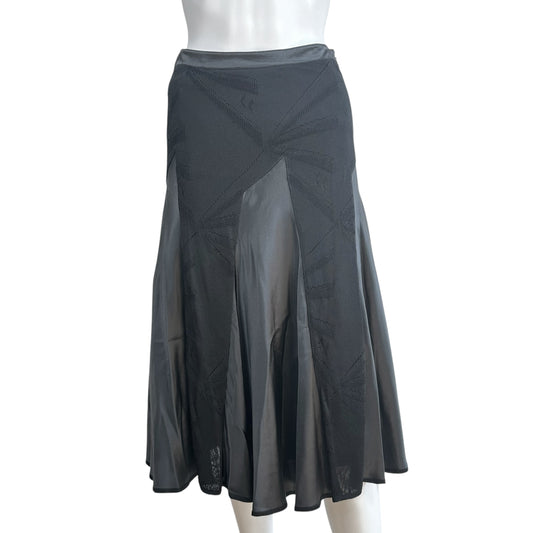 John Galliano S/S 2004 Black Silk & Knit Panelled Midi Skirt