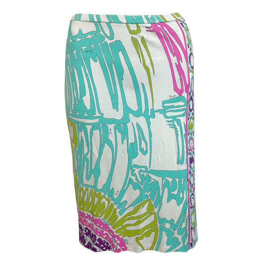 Emilio Pucci Turquoise & Pink Printed Midi Skirt