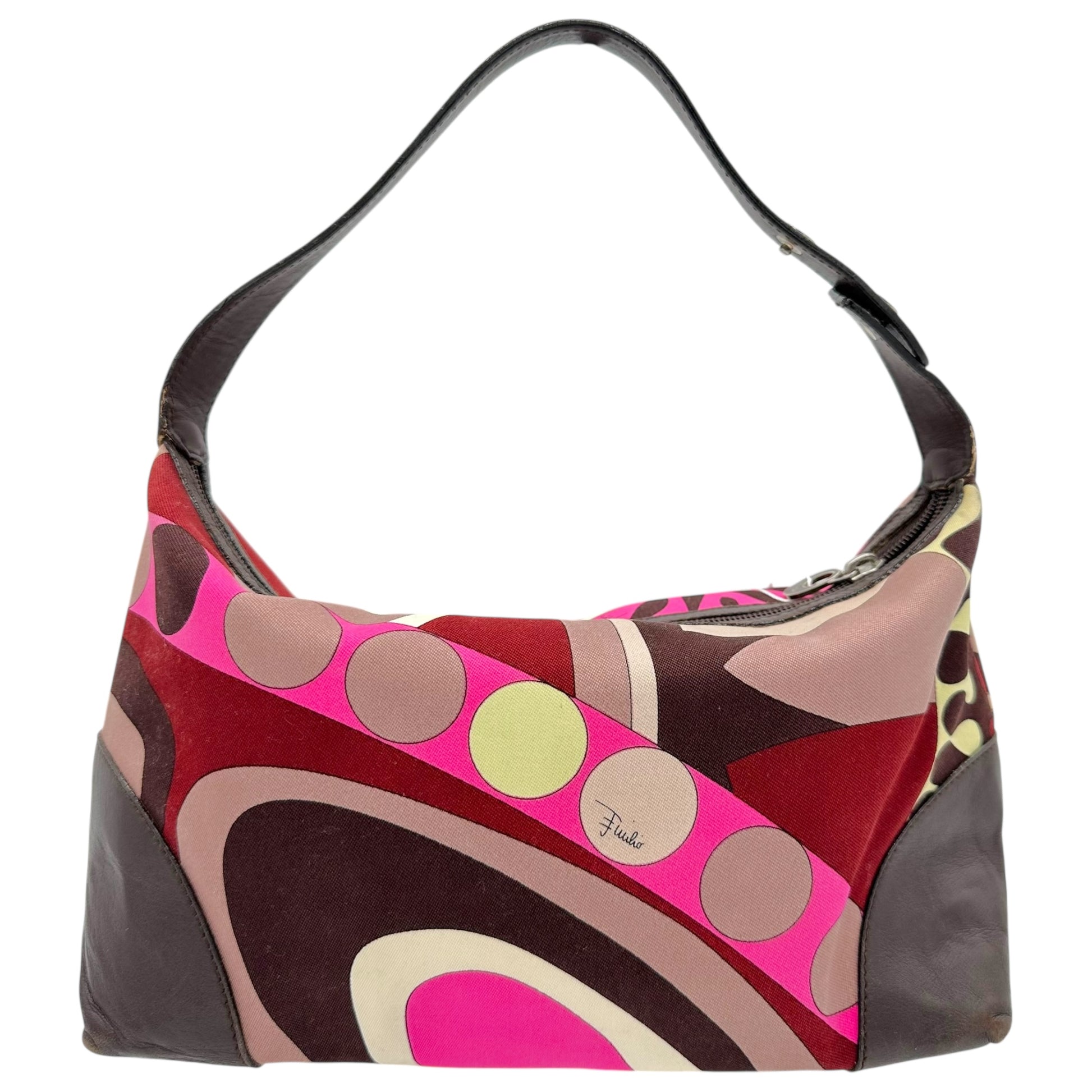 Emilio Pucci Pink & Brown Printed Shoulder Bag - Outfit Repeater