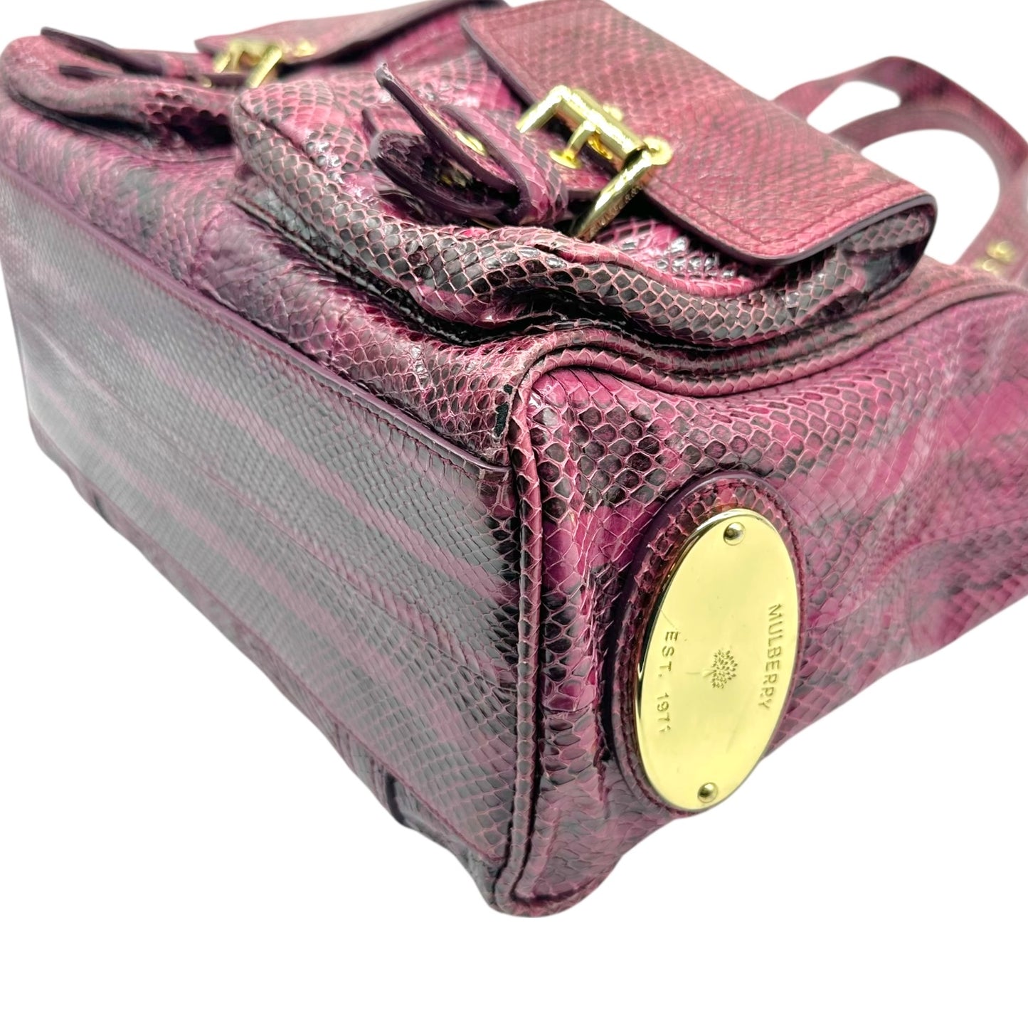 Mulberry Pink & Black Python Studded Roxanne Tote Bag