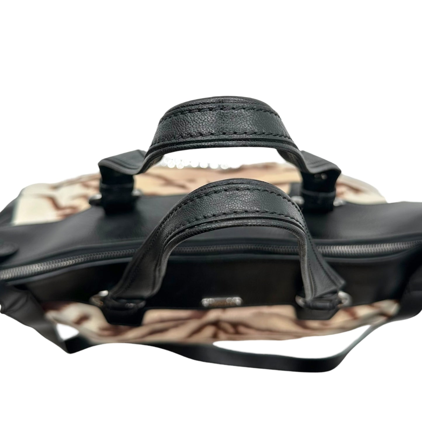 Celine Zebra Print Ponyhair & Black Leather 2-Way Tote Bag