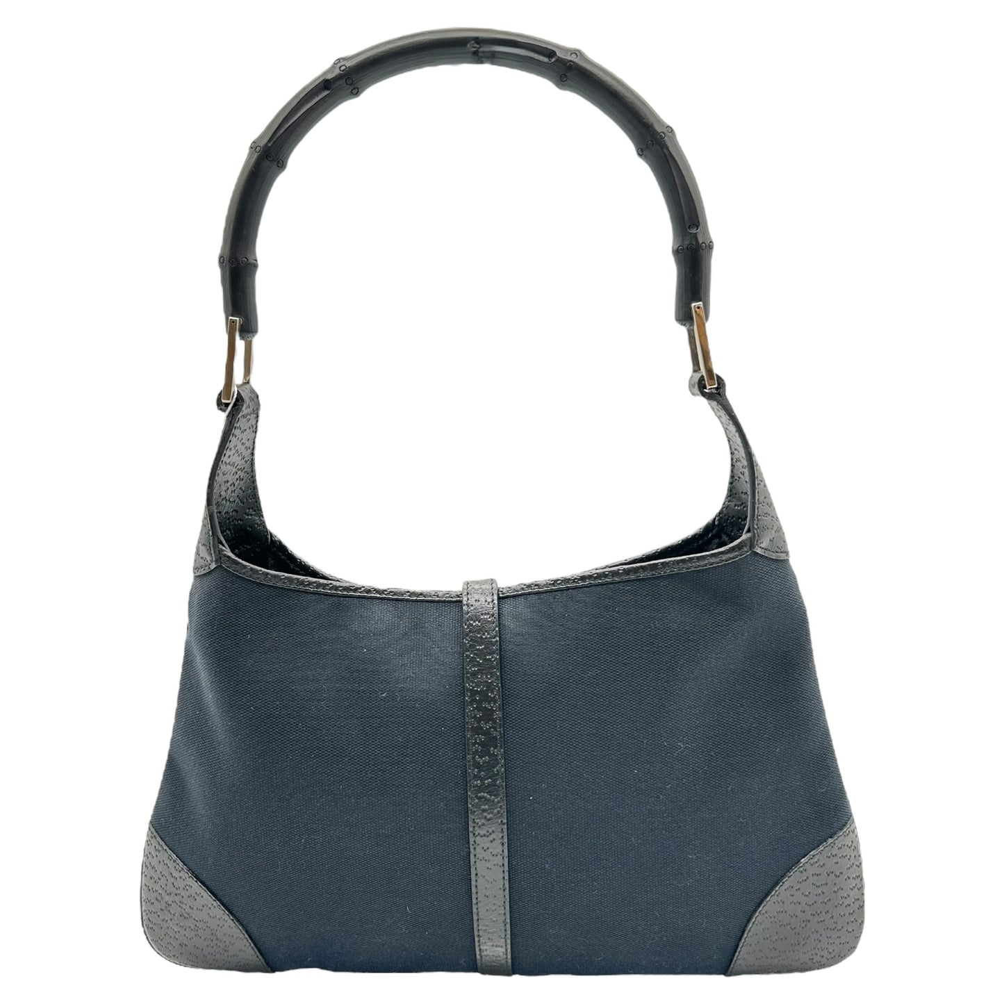 Gucci Bamboo Handle Black Monogram Jackie Shoulder Bag