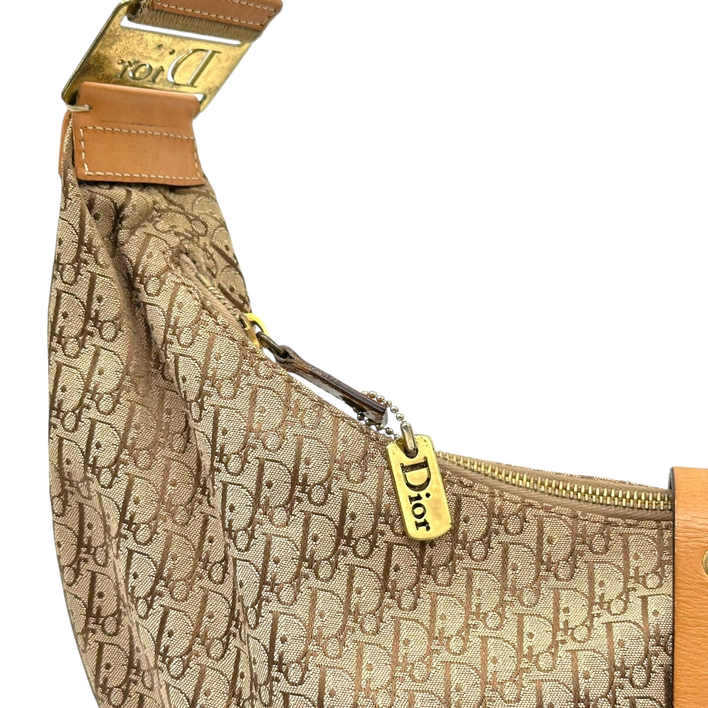 Christian Dior Beige Trotter Monogram Street Chic Oversized Crossbody Hobo Bag