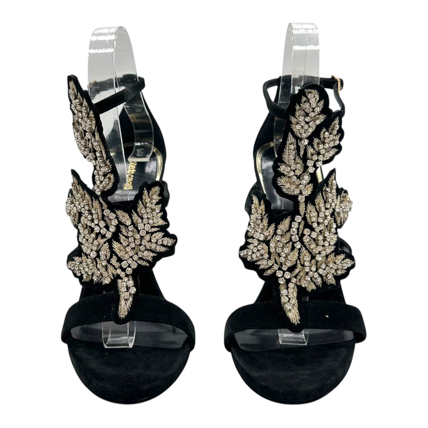 Roberto Cavalli Black Suede Crystal Embellished Heels - Outfit Repeater