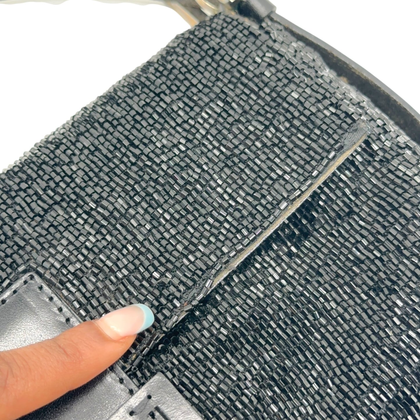 Fendi Black Beaded Baguette Bag