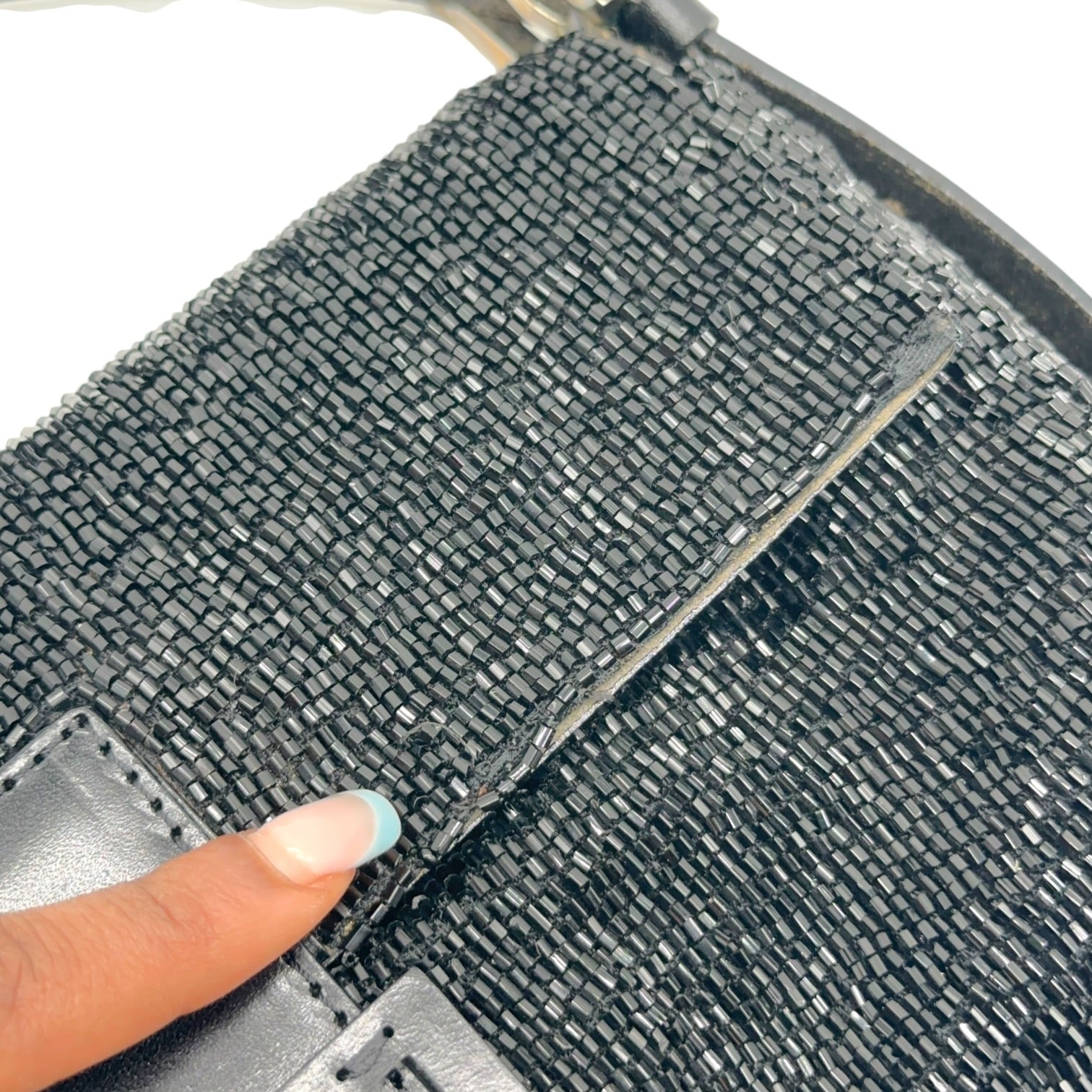 Fendi Black Beaded Baguette Bag