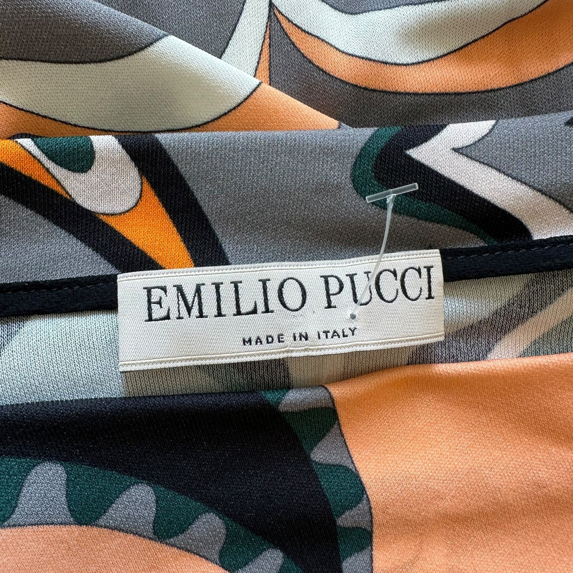 Emilio Pucci Orange & Black Printed Asymmetrical Long Sleeve Top - Outfit Repeater