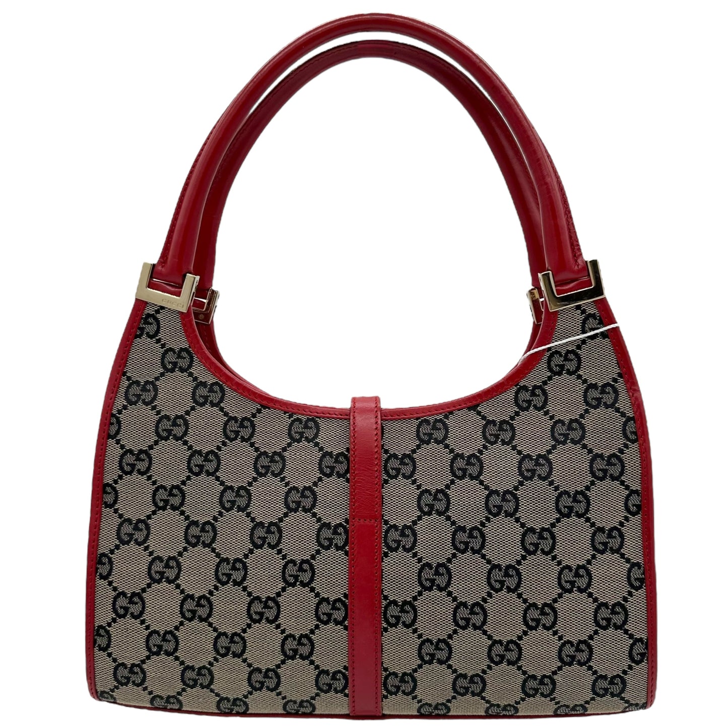 Gucci Gray Monogram & Red Leather Mini Jackie Bag - Outfit Repeater