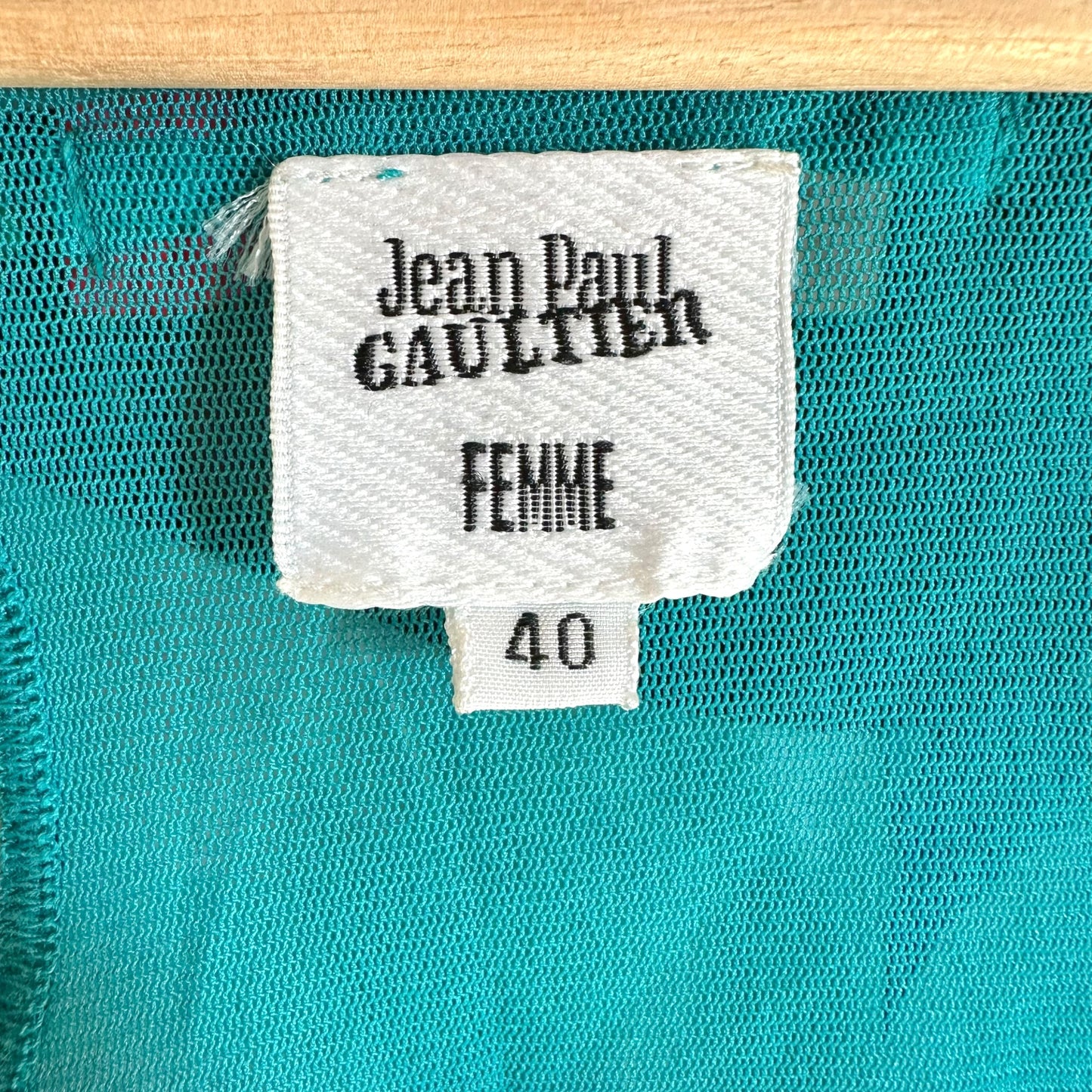 Jean Paul Gaultier Turquoise Mesh Tie Shoulder Tank Top