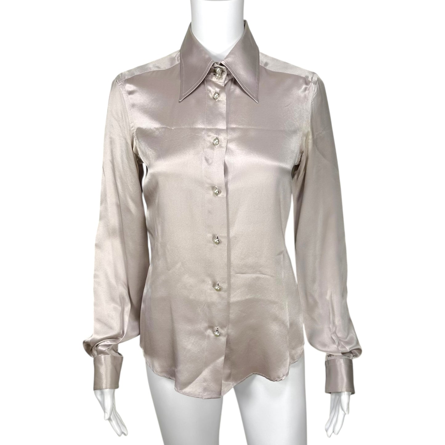 Dolce & Gabbana Lilac Silk Button Up Blouse