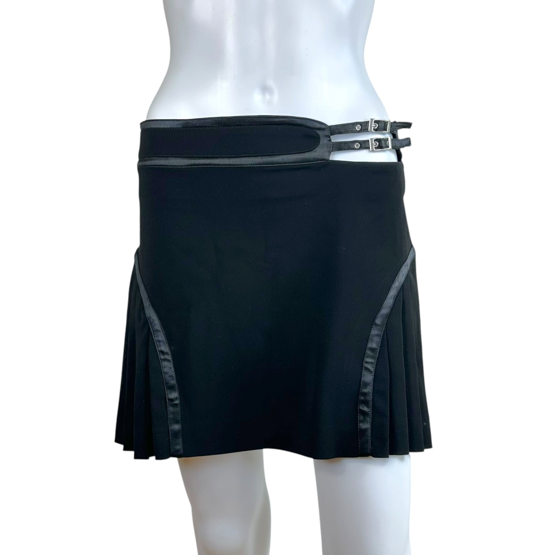 Versace Jeans Black Pleated Mini Skirt With Waist Cut-Out