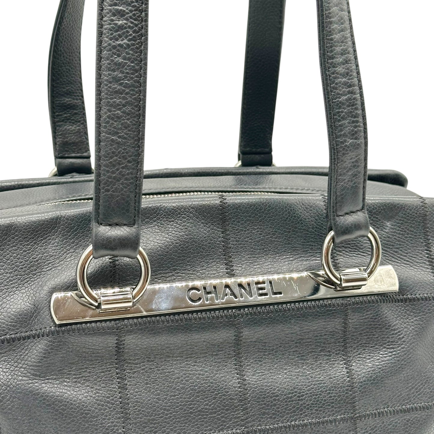 Chanel Black LAX Chocolate Bar Quilted Shoulder Tote Bag