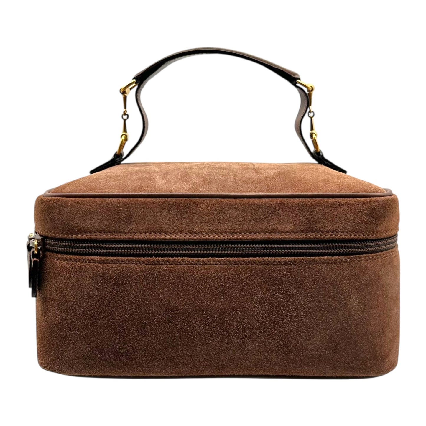 Gucci Brown Suede Horsebit Vanity Bag